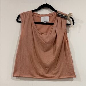 3.1 Phillip Lim Blush Tank Top with Floral Shoulder Accent